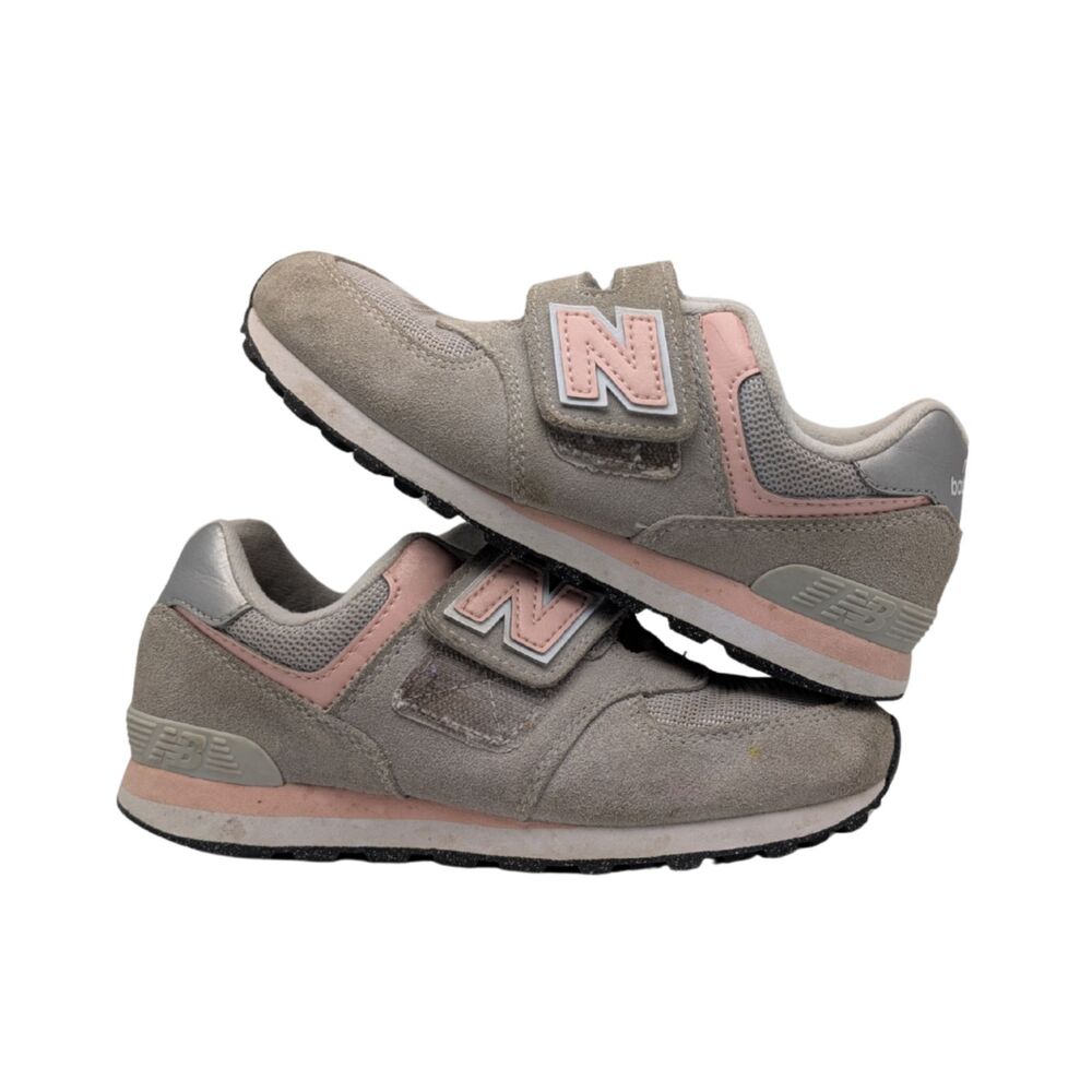 New Balance Gray 574 Hook Loop Sneakers Big Kid 1 - Picture 3 of 7